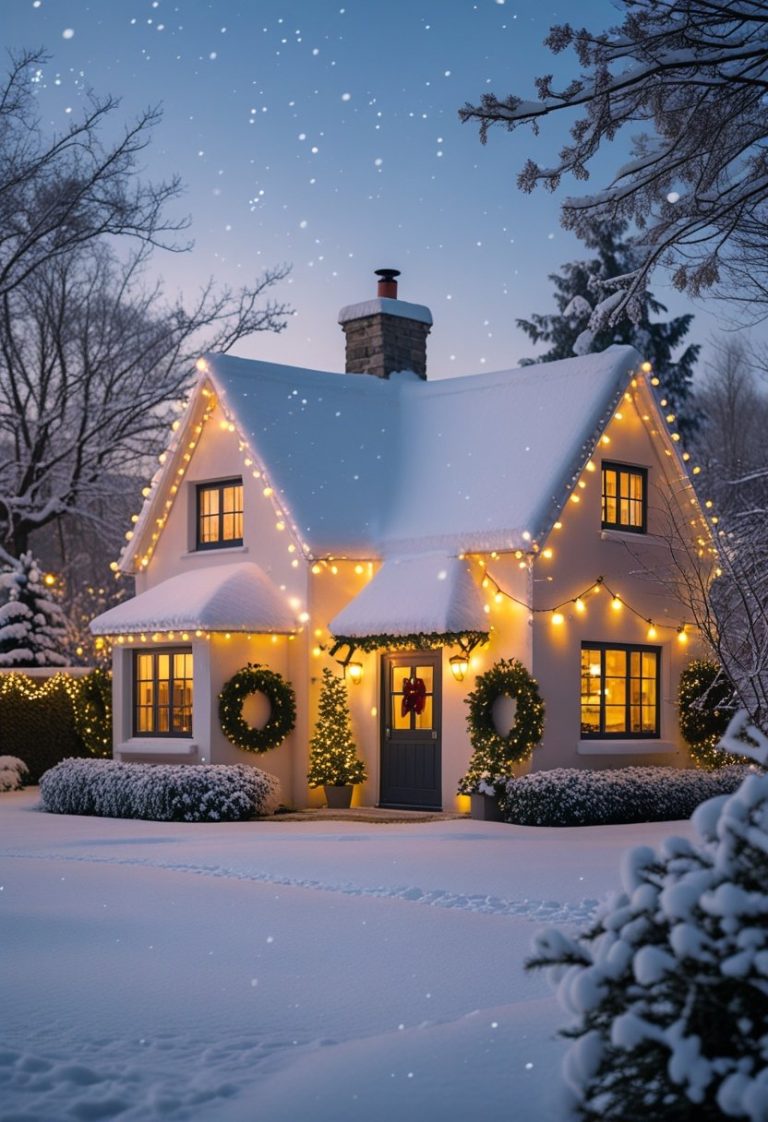 Cozy Christmas Cottage & Snowman in Winter Wonderland - Idea Dash