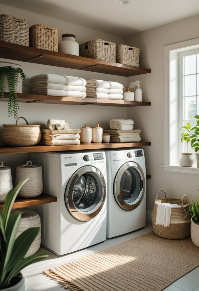 Boho Laundry Room with Rustic Charm & Cozy Vibes - Idea Dash