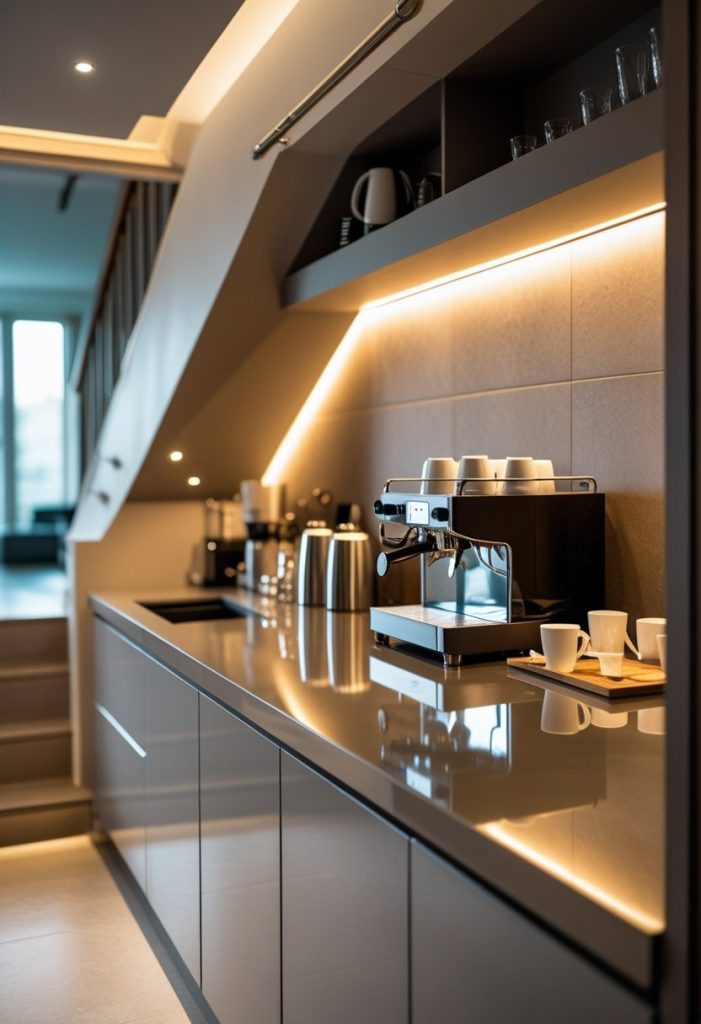 Elegant Under-Stair Coffee Bar with Smart Storage - Idea Dash