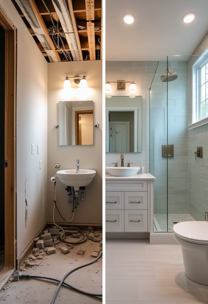 Small Bathroom Makeover with Modern, Elegant Finishes - Idea Dash