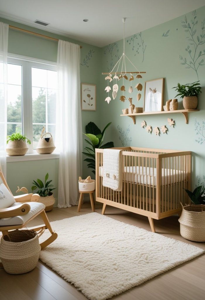 Nature-Inspired Nursery with Floral Murals & Organic Decor - Idea Dash