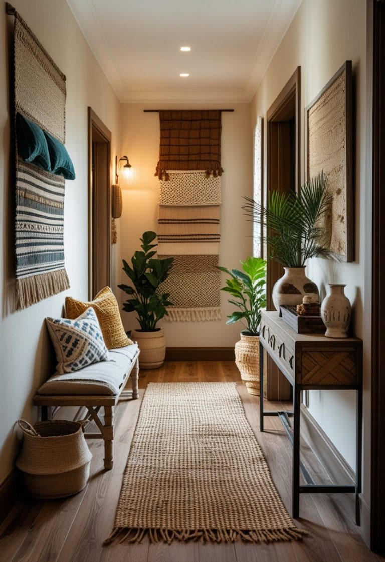 Boho Hallway Decor Ideas with Earthy Tones & Natural Textures - Idea Dash